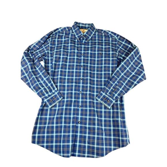 Wrangler Men’s Dress Button Western Blue Striped Shirt Size: XLT excellent - Picture 1 of 10